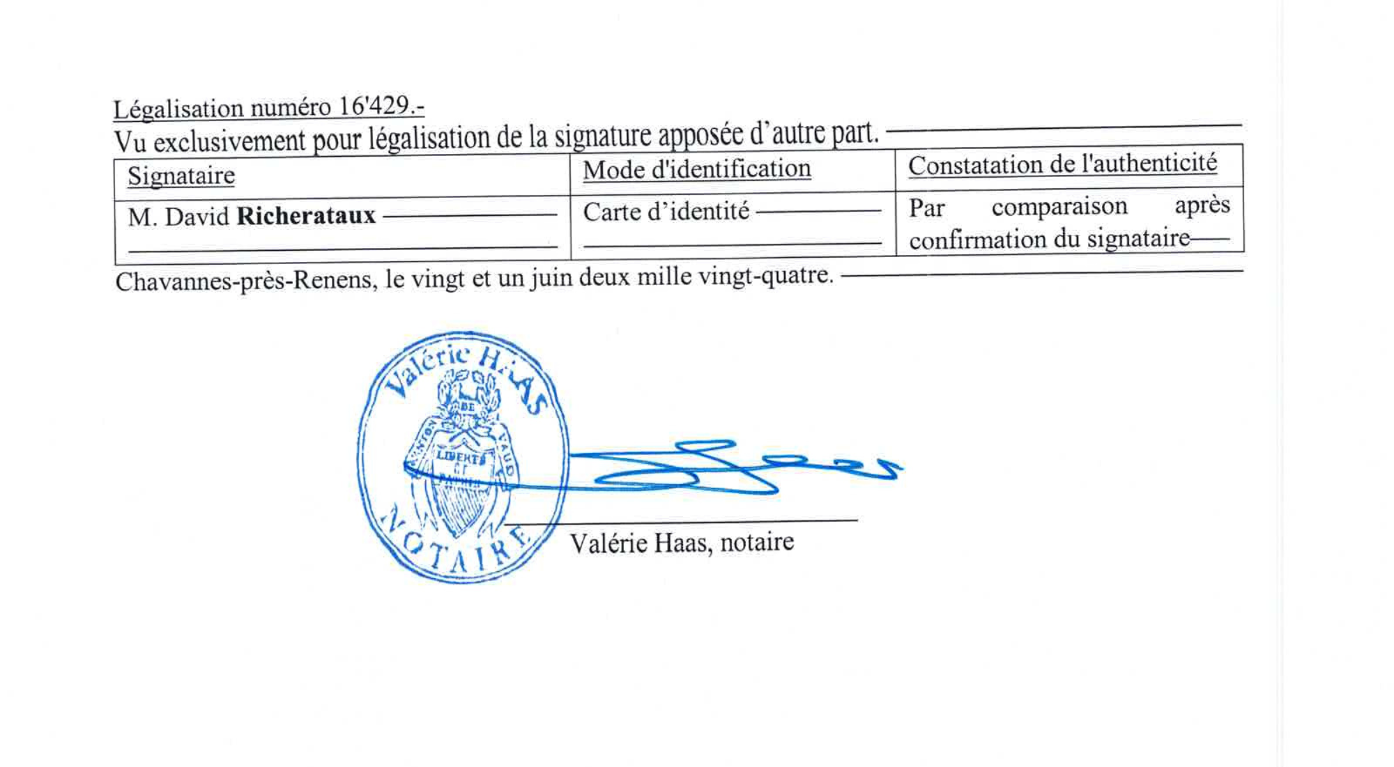 Examples of Notary and Apostille Services - Notarisation French