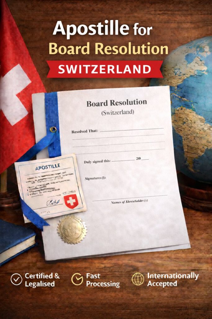apostille for Board Resolution Switzerland