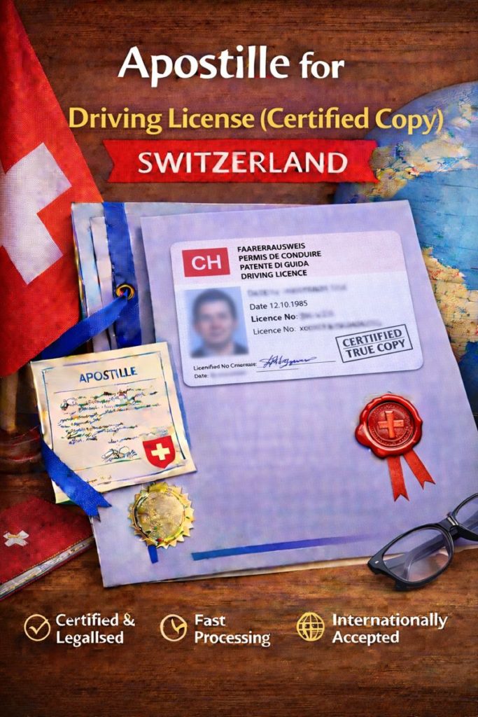 apostille for Driving License certified copy Switzerland