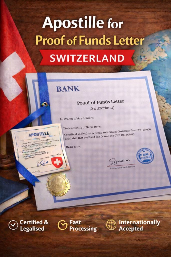 apostille for Proof of Funds Letter Switzerland
