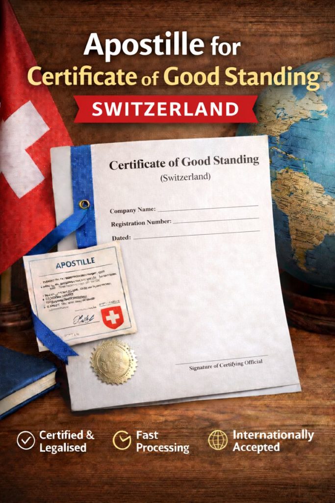 apostille for Certificate of Good Standing Switzerland