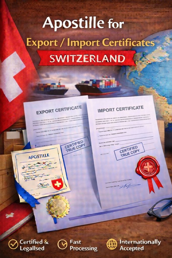 apostille for Export Import Certificates Switzerland