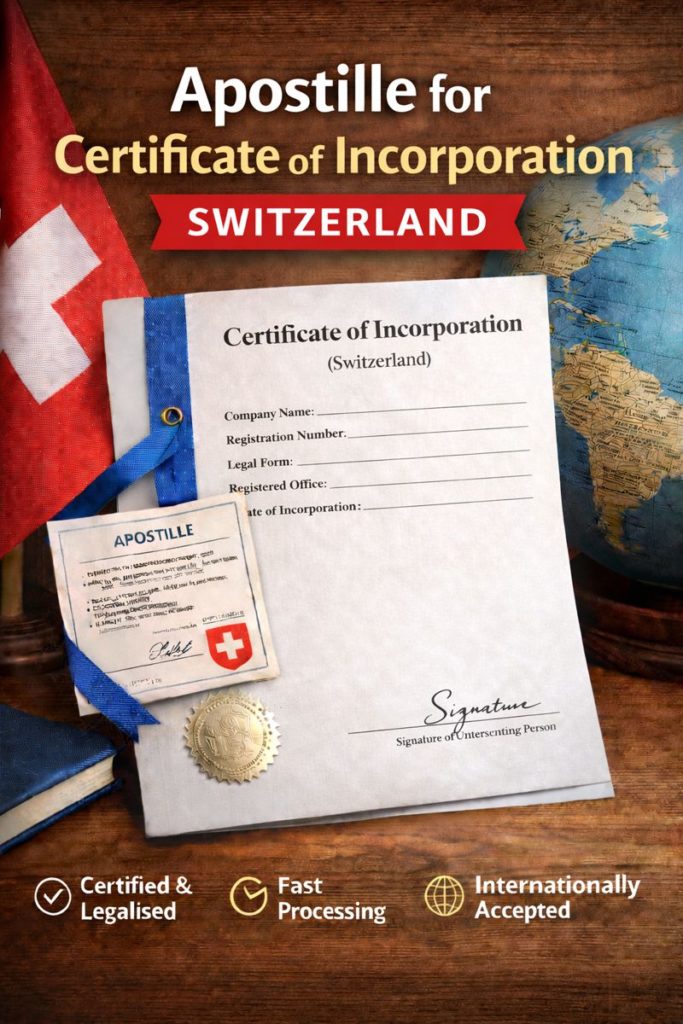apostille for Certificate of Incorporation Switzerland
