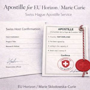 Apostille for EU Horizon / Marie Skłodowska-Curie Swiss Host Confirmations