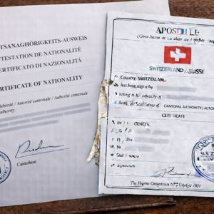 Apostille for Certificate of Nationality Switzerland