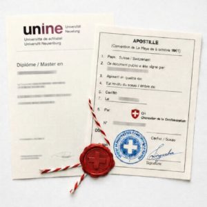 apostille for University of Neuchâtel diploma Switzerland