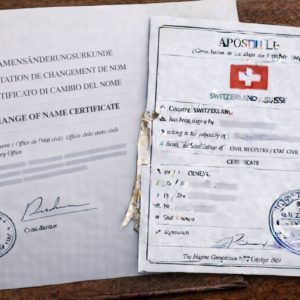 Apostille for Change of Name Certificate Switzerland