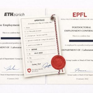 Apostille for ETH Zurich & EPFL Postdoc Employment Confirmations
