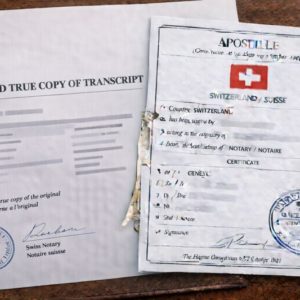 Apostille for Swiss Certified True Copy of Transcript