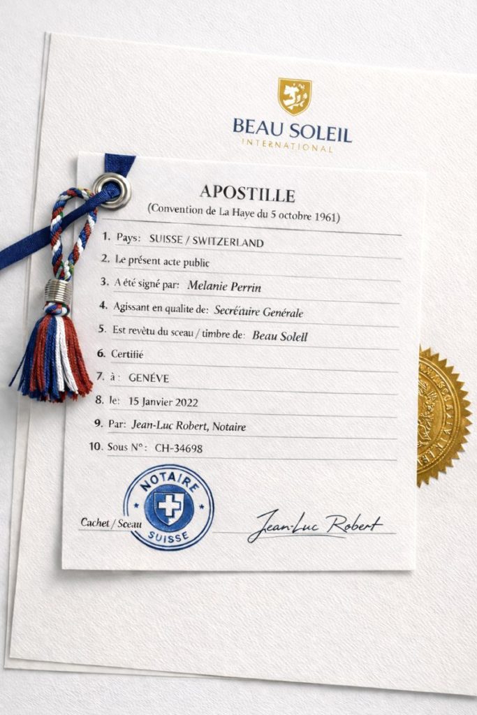 apostille for Beau Soleil documents