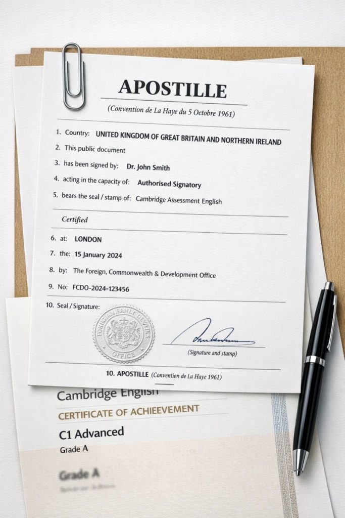 Apostille for C1 Advanced CAE