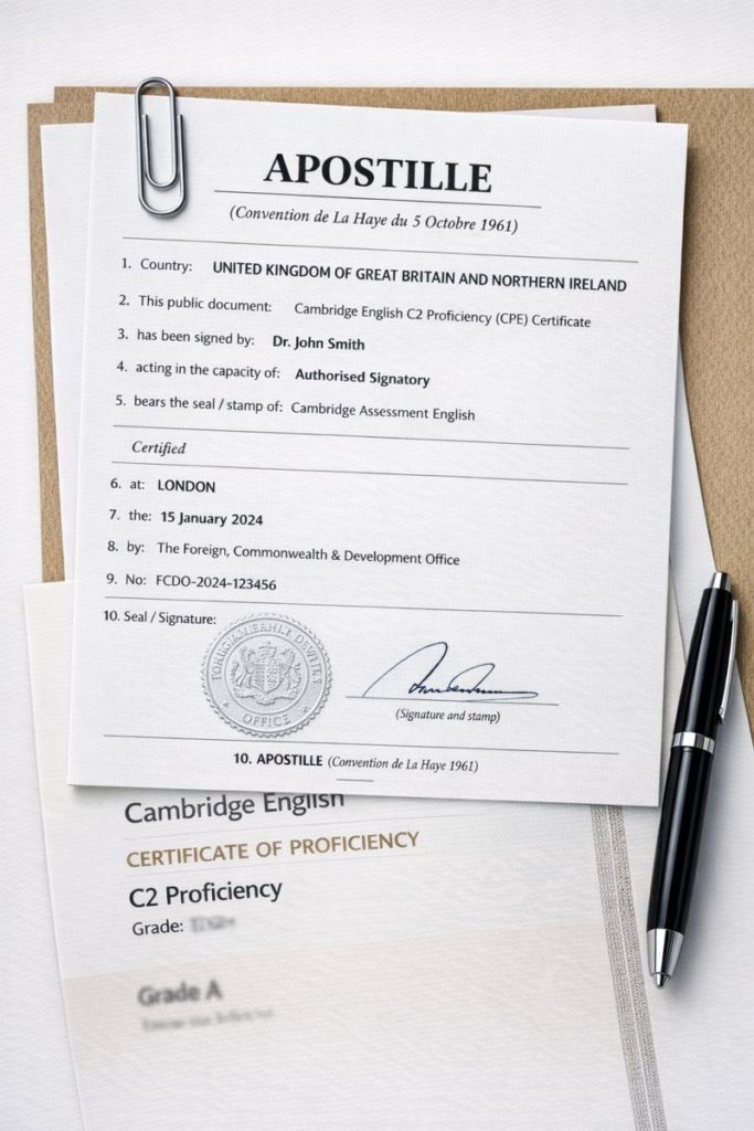 Apostille for C2 Proficiency (CPE)
