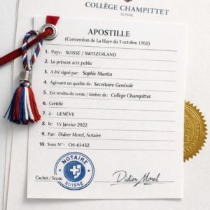 apostille for Collège Champittet documents