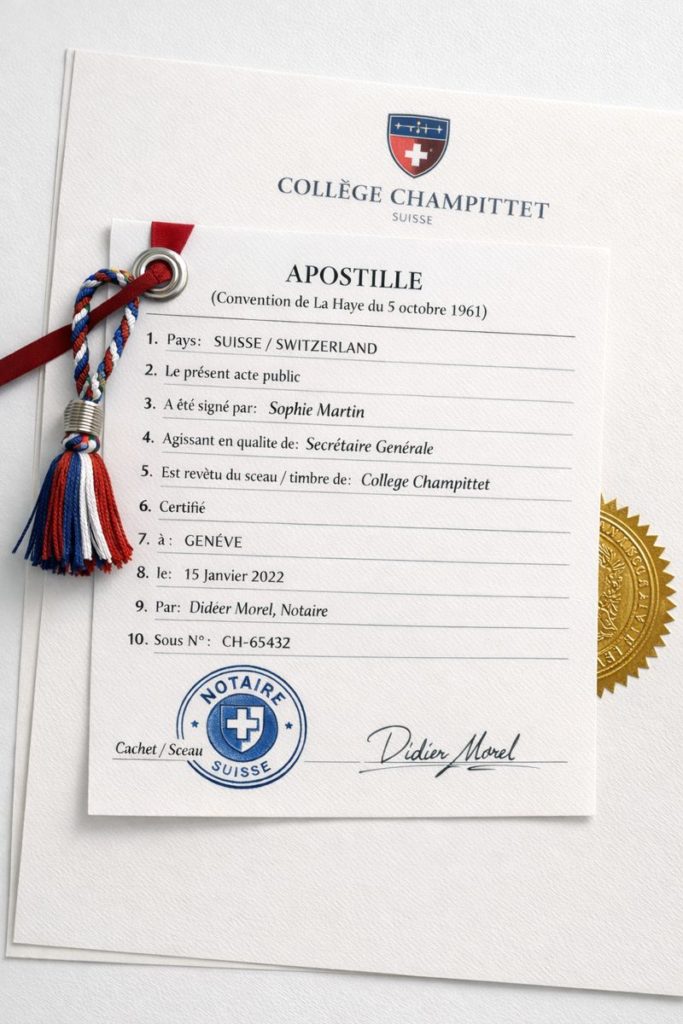 apostille for Collège Champittet documents