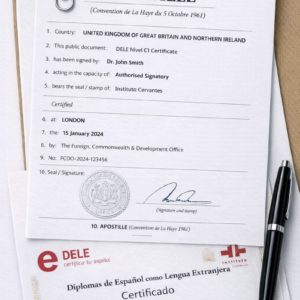Apostille for DELE A1–C2