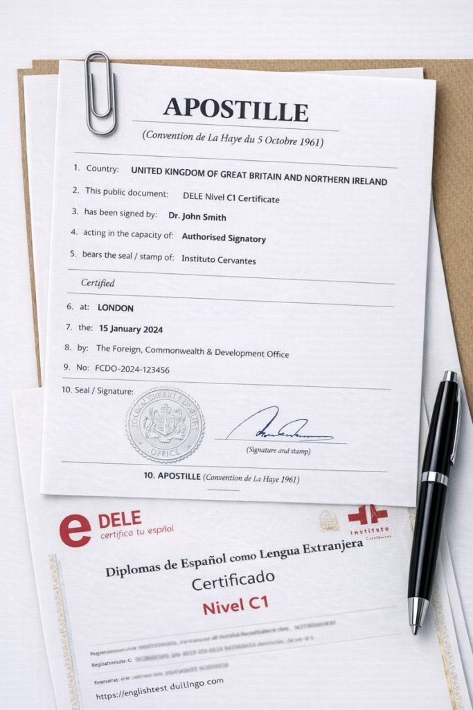 Apostille for DELE A1–C2