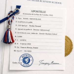 apostille for Dunster Business School documents