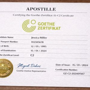 1Goethe Apostille for Goethe-Zertifikat A1–C2
