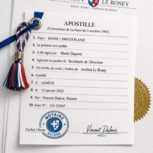 1LeRosey apostille for Institut Le Rosey documents