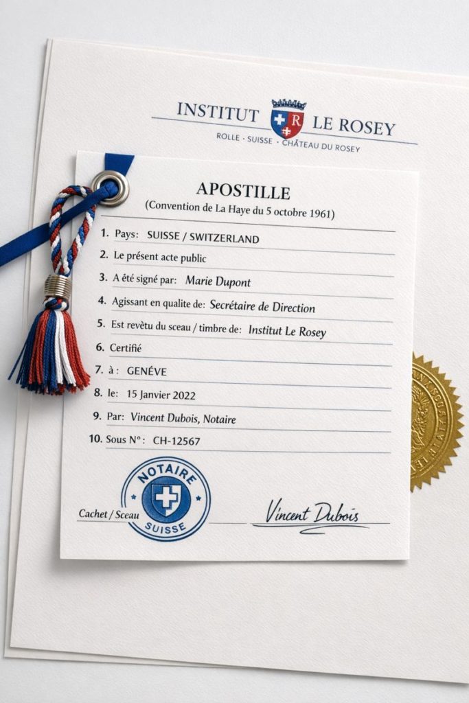 apostille for Institut Le Rosey documents