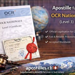 Apostille for OCR Nationals Level 3