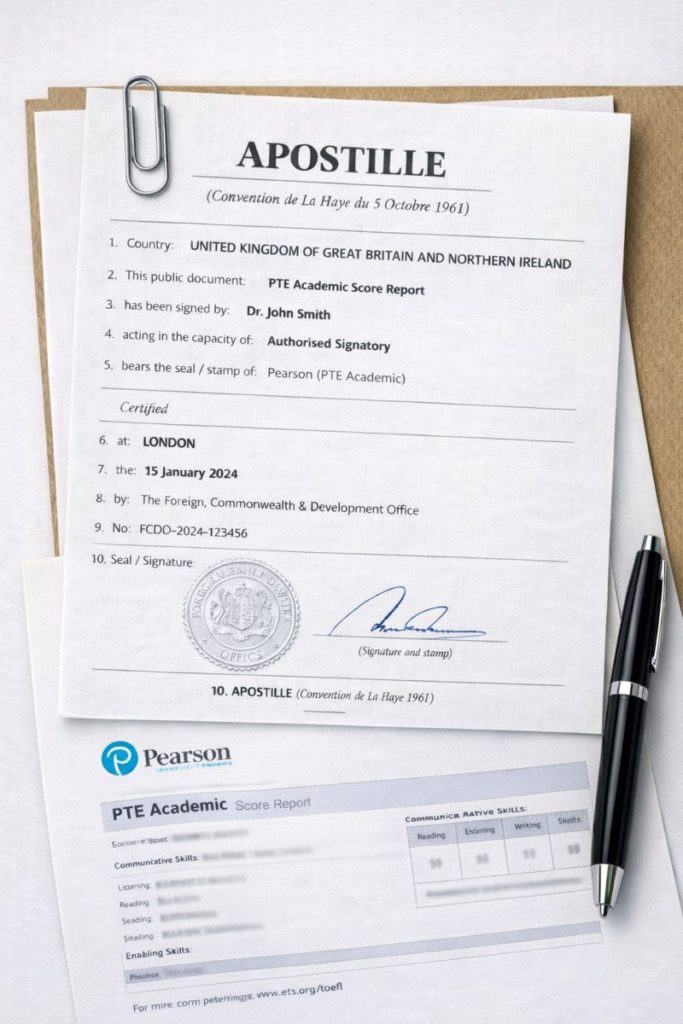 Apostille for PTE Academic