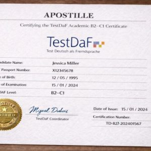 1Test Apostille for TestDaF Academic B2–C1
