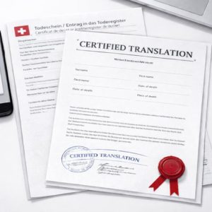 Swiss death certificate certified translation