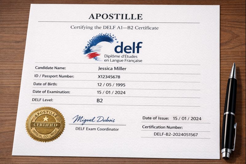 Apostille for DELF A1–B2
