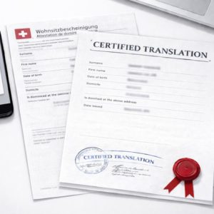 Swiss certificate of residence certified translation