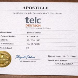 1telc Apostille for telc Deutsch A1 - C2