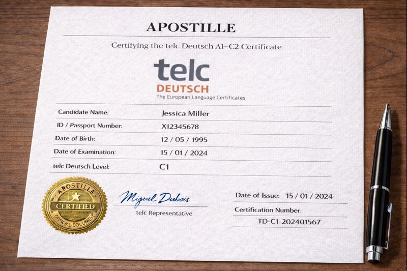 Apostille for telc Deutsch A1 - C2